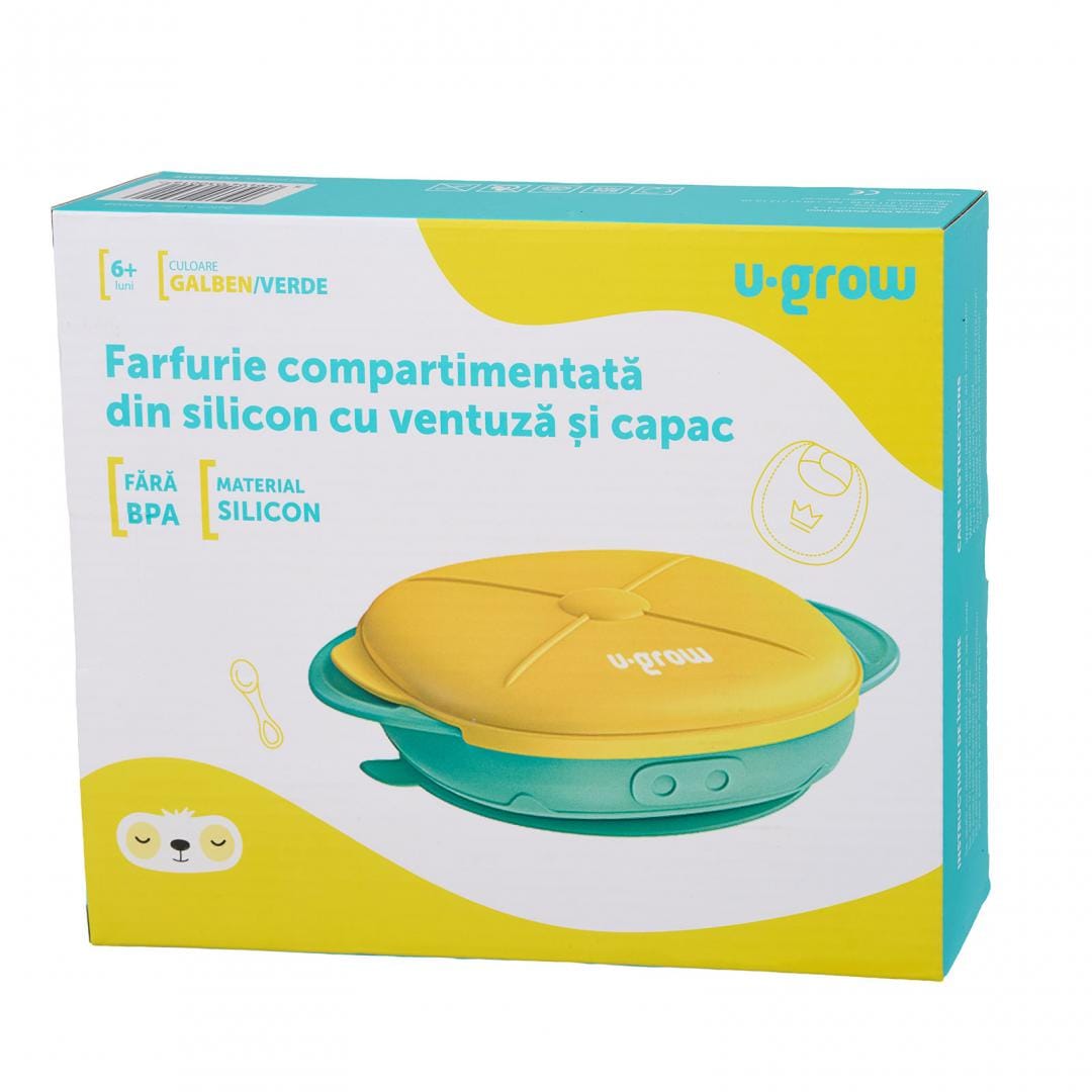U-Grow Alimentație bebe Farfurie Silicon U-Grow UG-239YE | Cu Capac, Galbena