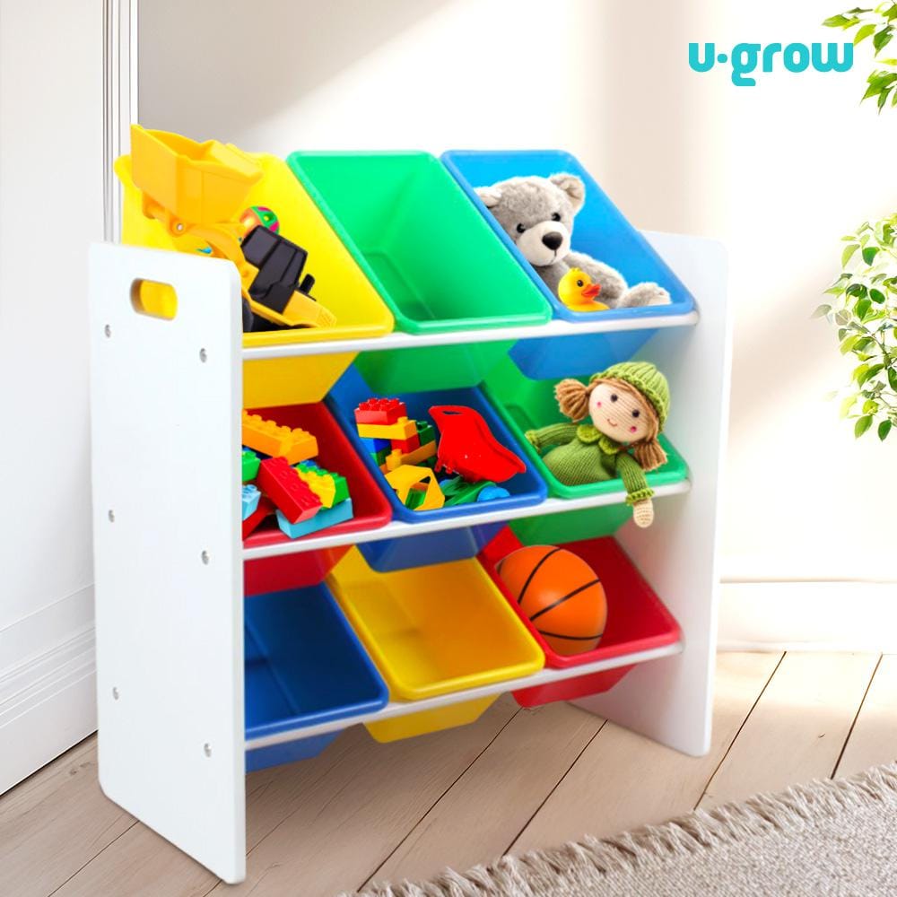 U-Grow Jucării Raft Depozitare Jucarii U-grow UGRD115-MCLR | 9 Cosuri, Multicolor, Organizator