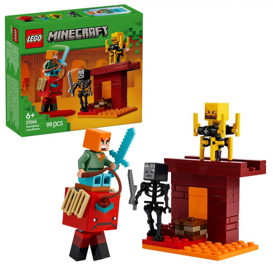 Lego Jucării Set Constructie LEGO Minecraft 21266 | Batalie Deasupra Lavei in Nether, 291 Piese, 8+