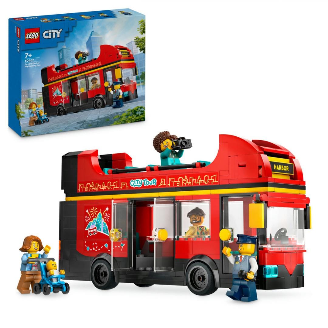 Lego Jucării Set Constructie LEGO City 60407 | Autobuz Turistic Rosu cu Etaj, Cadou