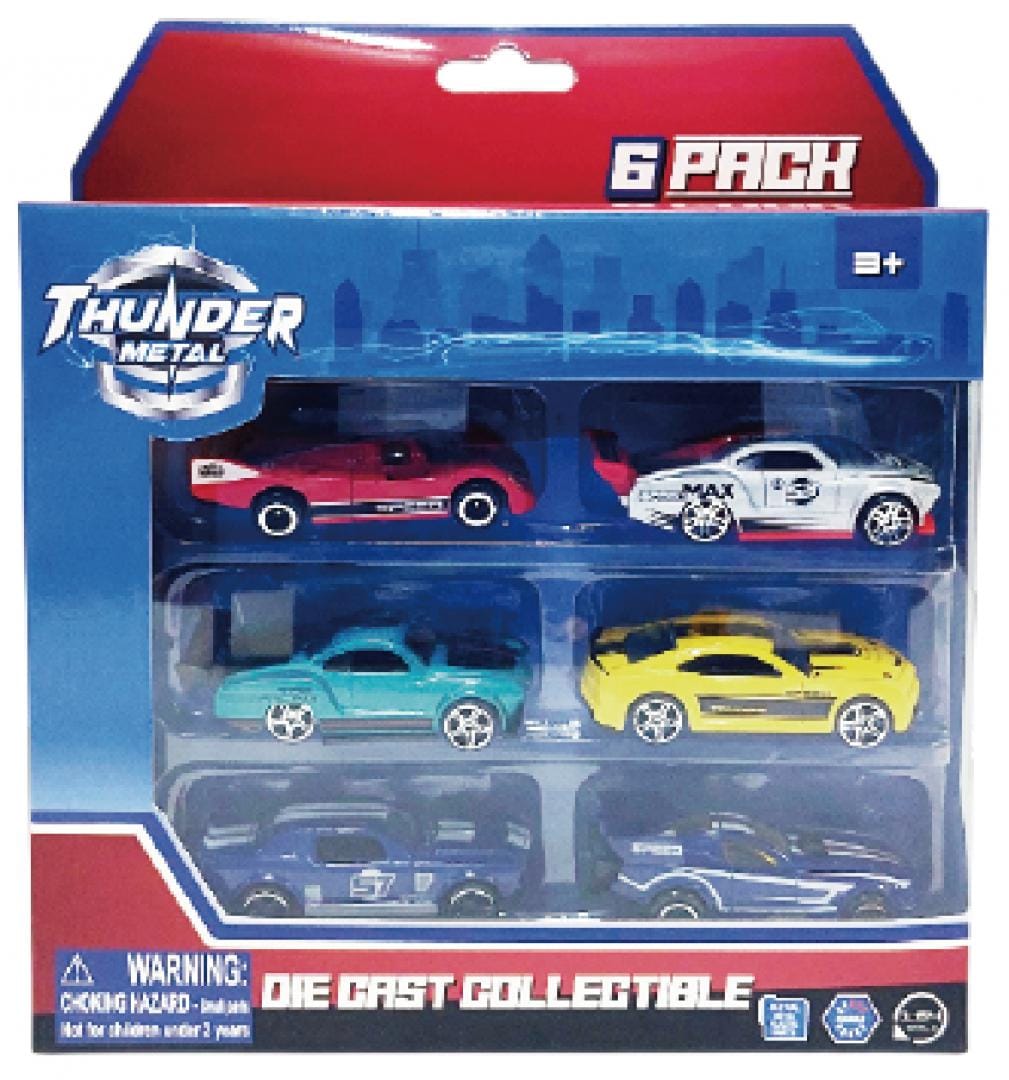 Cevodle Jucării Set Masinute Cevodle CEV64024-0001MIX | 6 Masini Curse, Scara 1/64, 7.5cm, Die Cast