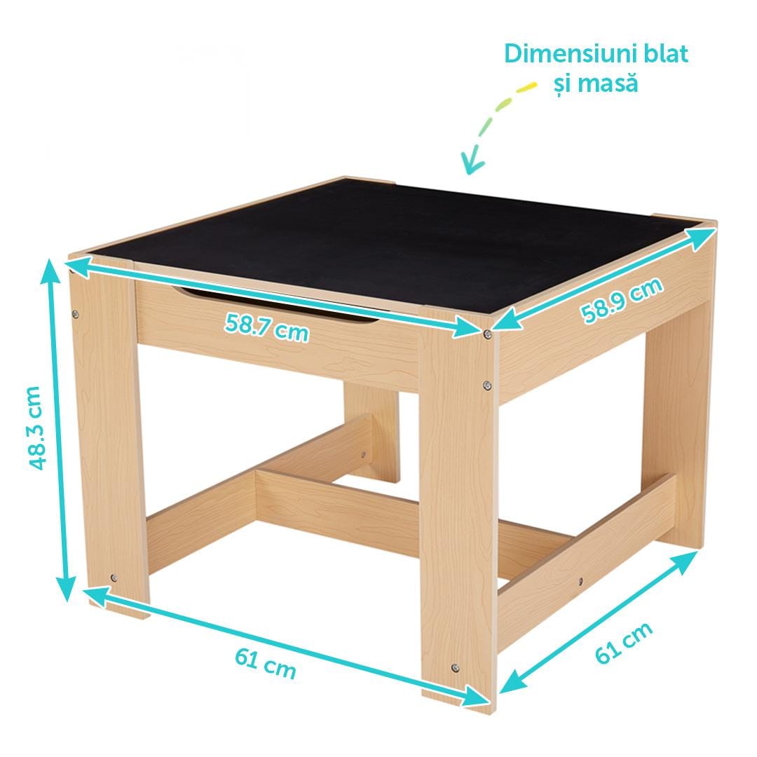 U-Grow Îngrijire bebe Set Masuta si 2 Scaune U-Grow UGMS-5601-NAT | Lemn Natur