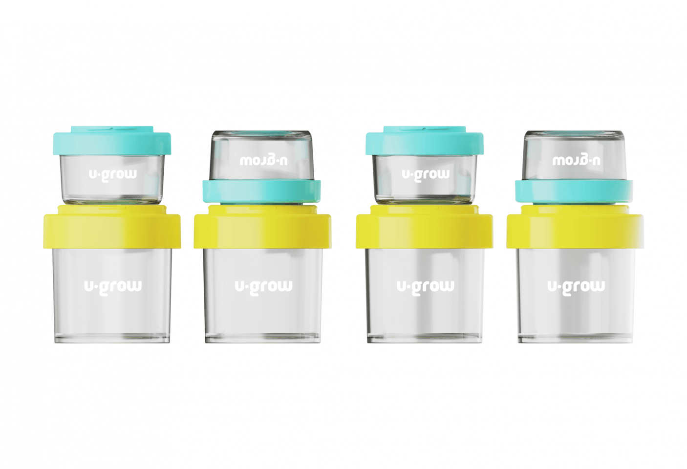 U-Grow Alimentație bebe Recipient Depozitare Alimente U-Grow A-1555 | 8 Buc, 4x80ml + 4x220ml, Cu Capac, Silicon