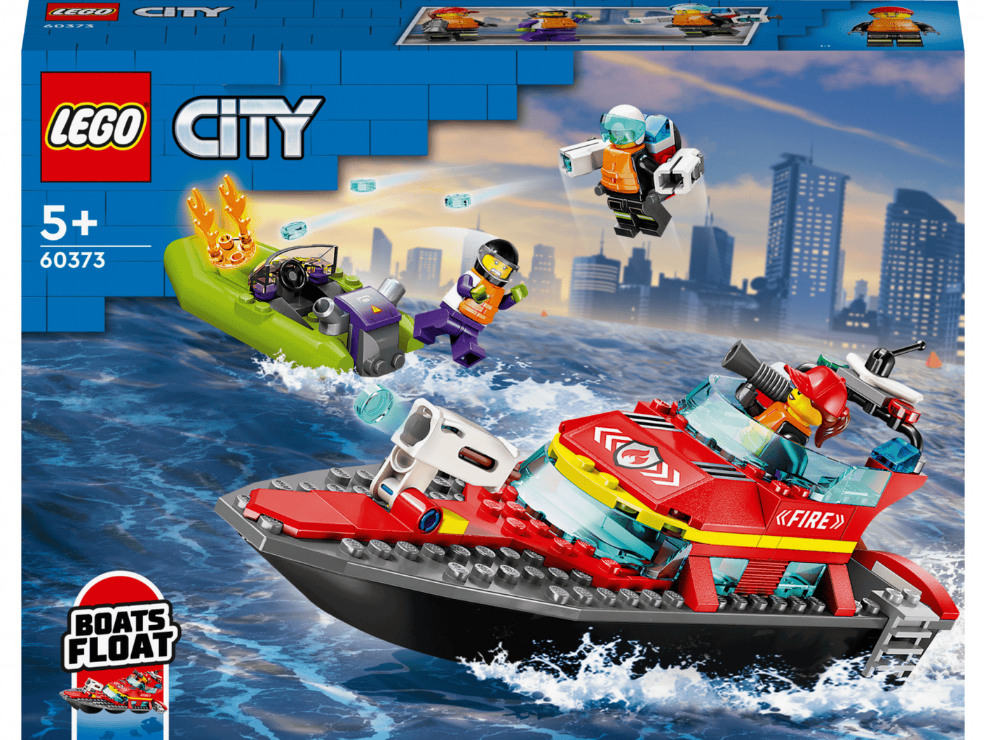 Lego Jucării Set Constructie LEGO City 60373 | Barca de Salvare Pompieri, Cadou