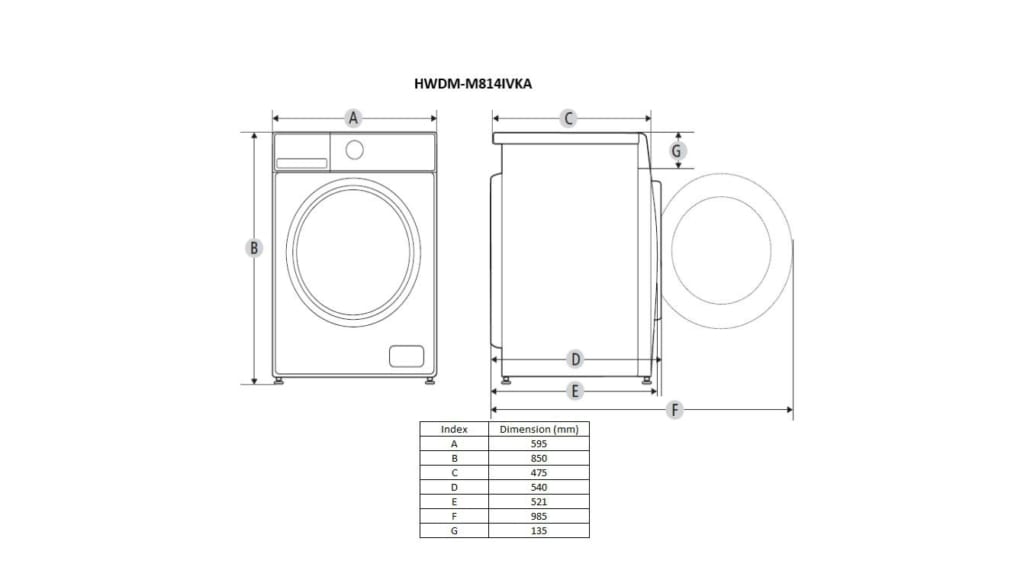Heinner Masina de spalat rufe Masina de spalat rufe slim cu uscator Heinner HWDM-M814IVKA | Clasa A, 8kg spalare, 6kg uscare, 1400RPM, 59.5x47.5x85cm