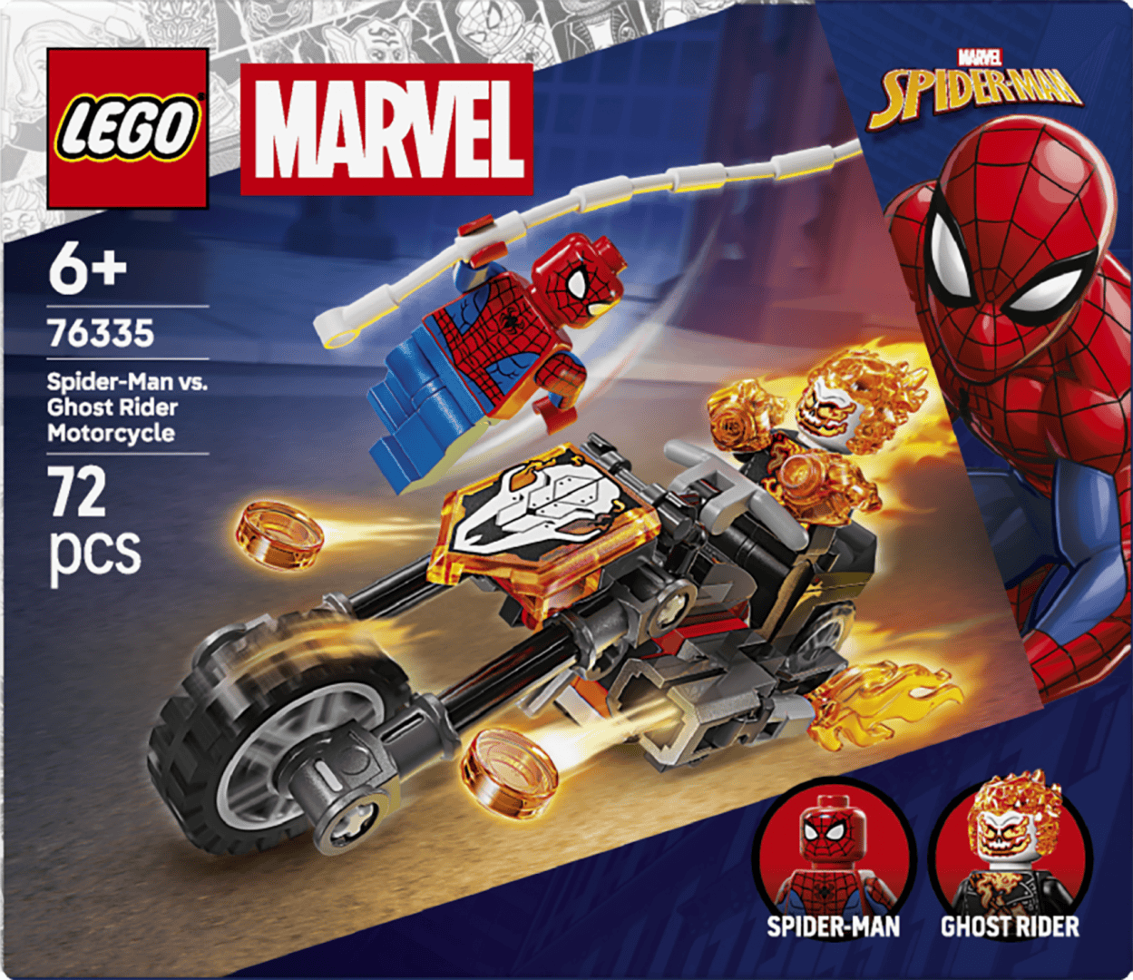 Lego Jucării Set Constructie LEGO Marvel Spider-Man 76335 | Omul Paianjen vs Calaretul Fantoma, Motocicleta, Cadou