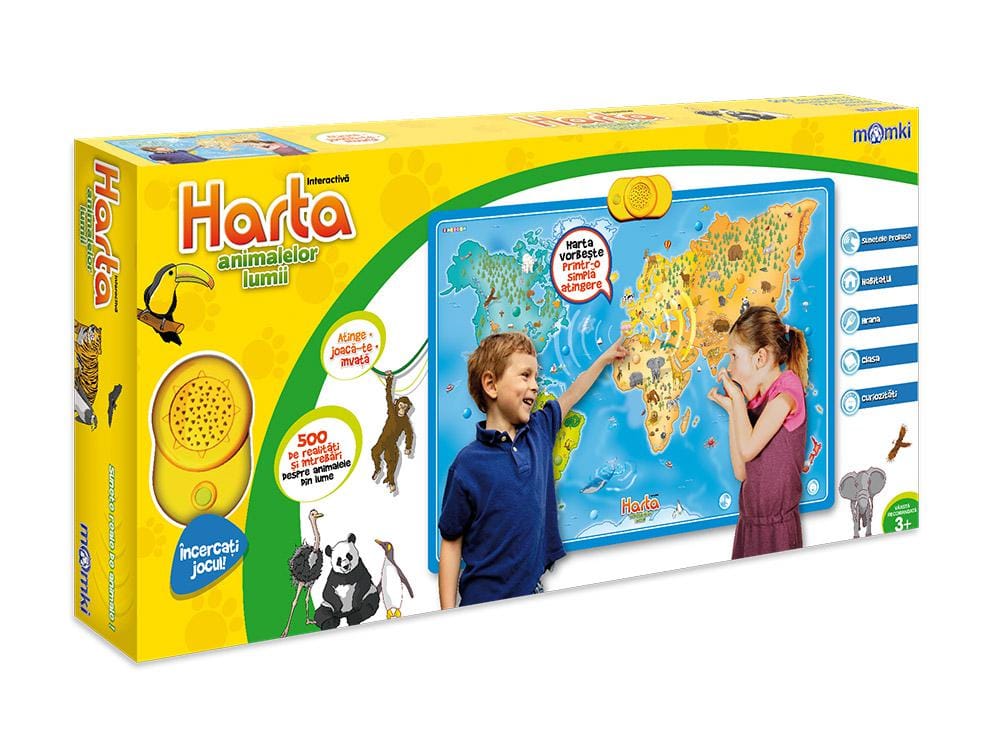 MomKi Jucării Jucarie Momki ZN0003 | Harta Interactiva cu Animale, Educativa, Cadou