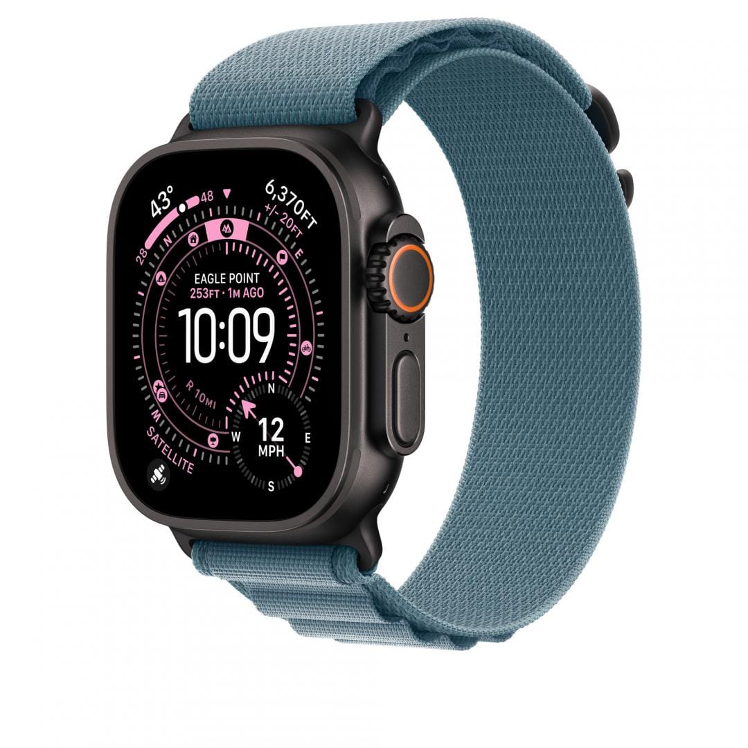 APPLE Apple Watch 49mm Light Blue Alpine Loop - Large - Black Titanium Finish