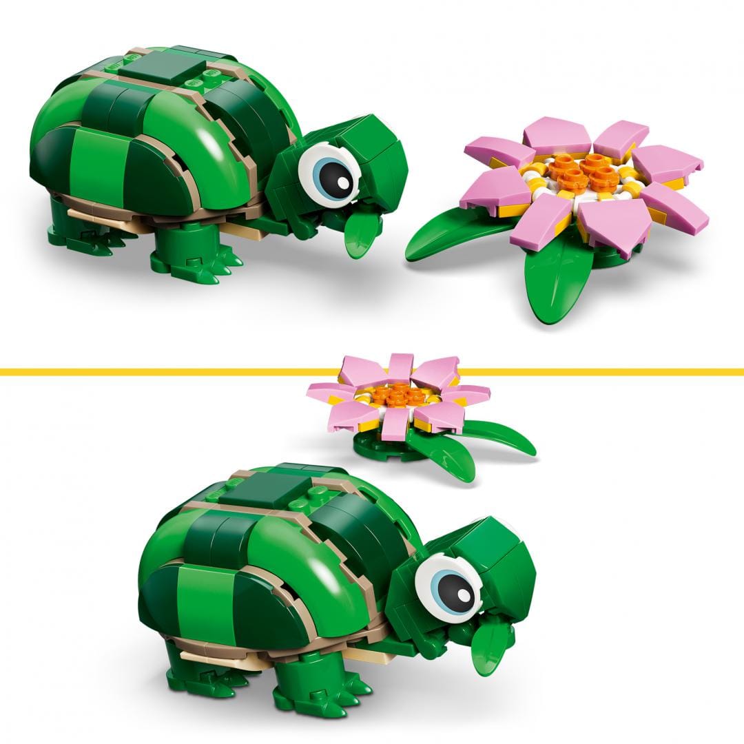 Lego Jucării Set Constructie LEGO Creator 3-in-1 31377 | Broasca-Testoasa, Floare Nufar, Cadou