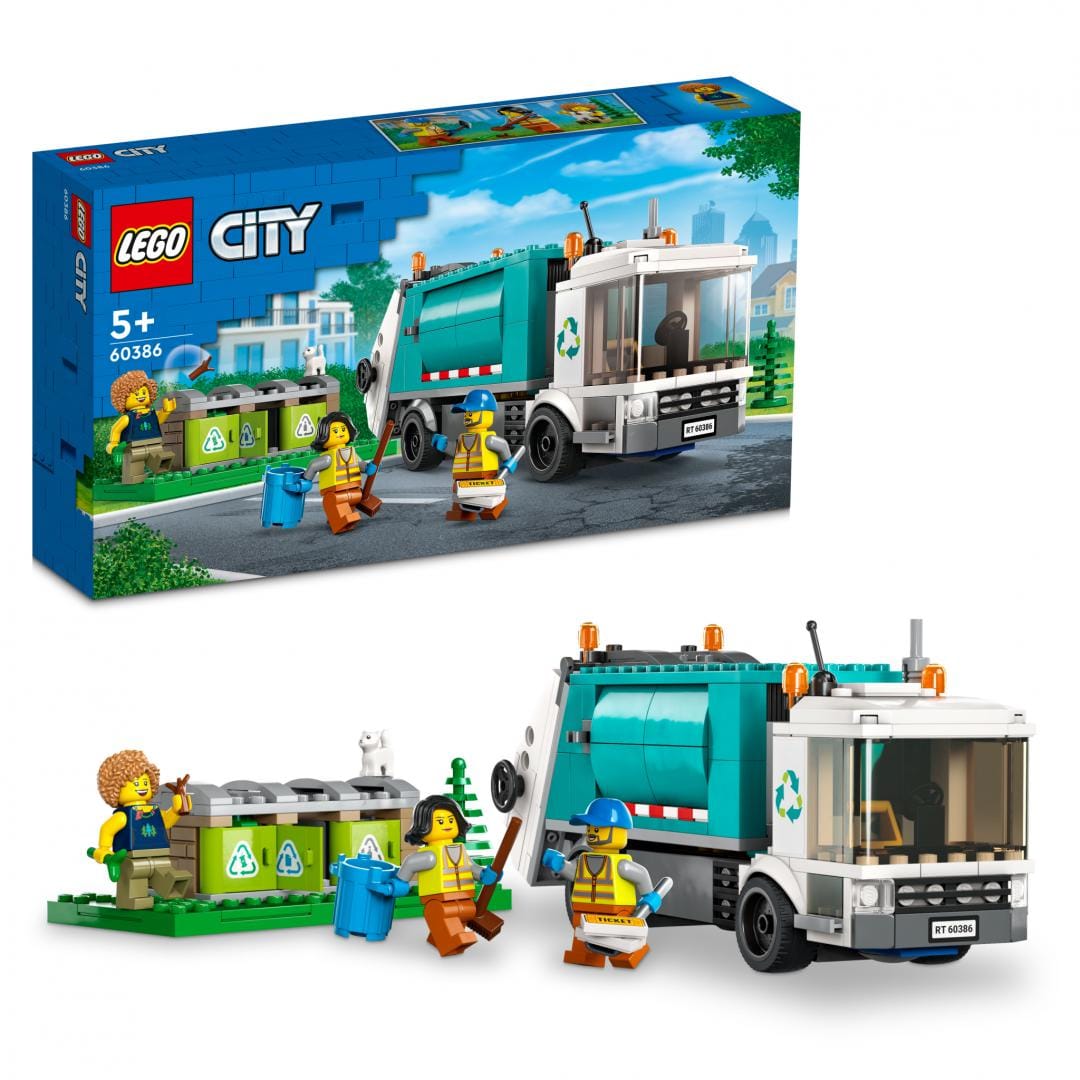 Lego Jucării Set Constructie LEGO City 60386 | Camion de Reciclare, 261 Piese, Cadou