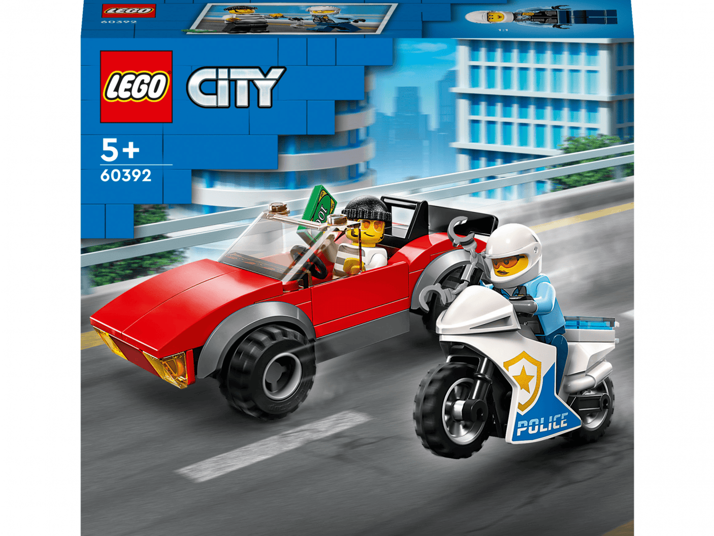 Lego Jucării Set Constructie LEGO City 60392 | Politist pe Motocicleta, Masina, Urmarire