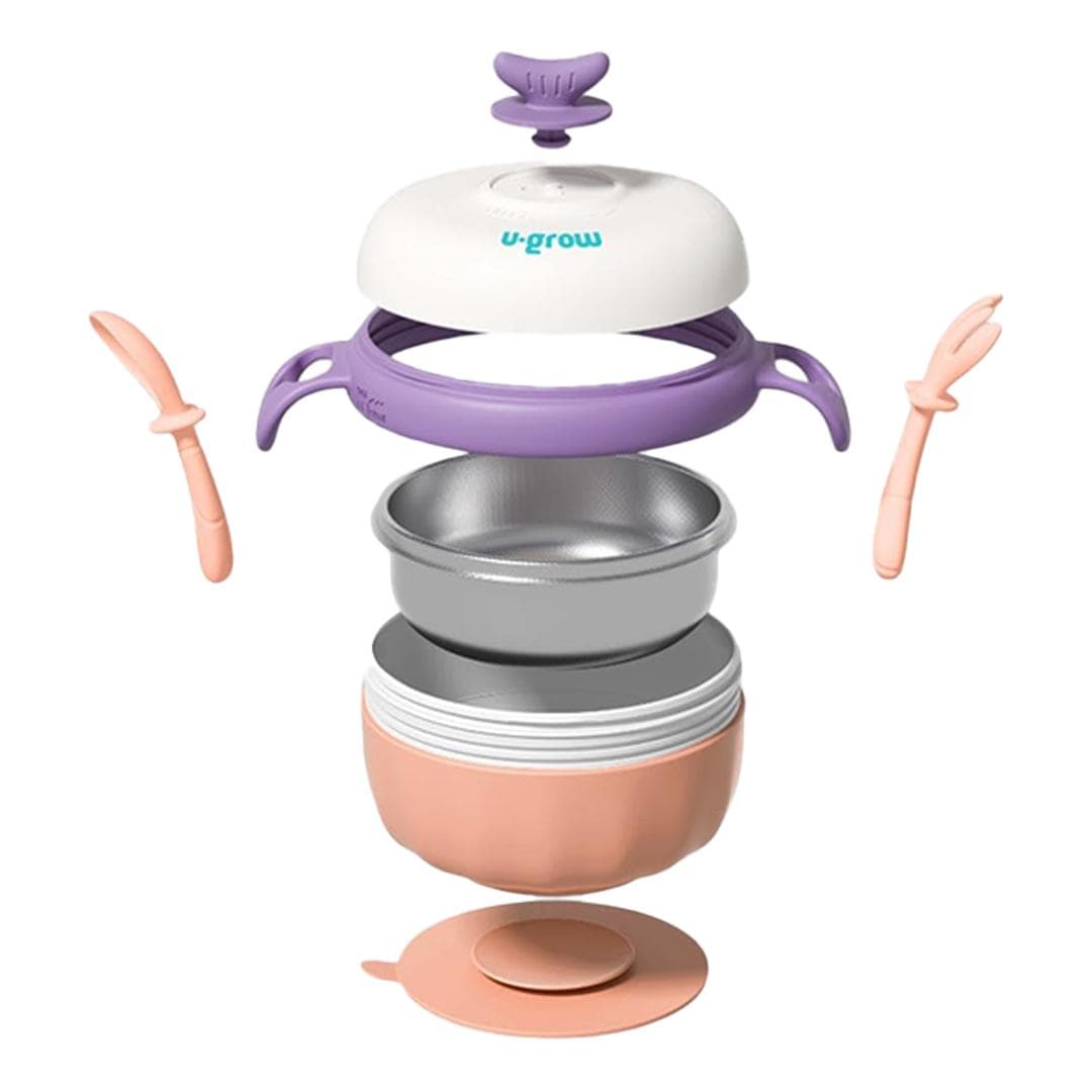 U-Grow Alimentație bebe Bol Termic U-Grow UG-235PP | Lingurita, Furculita, Baza Antialunecare, Mov