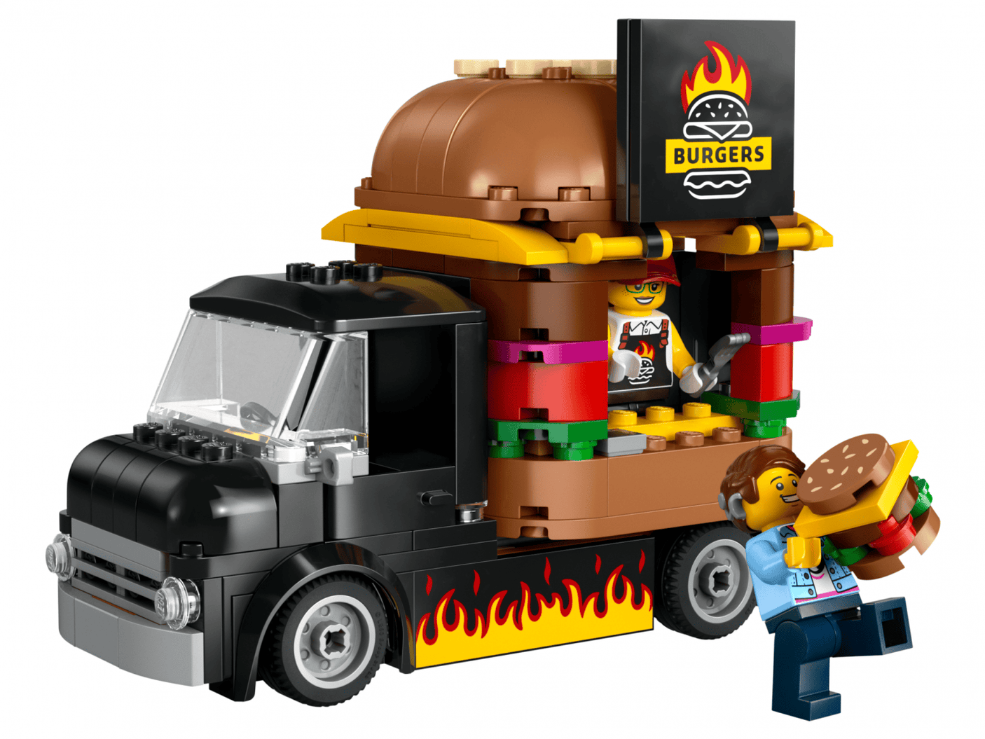 Lego Jucării Set Constructie LEGO City 60404 | Toneta cu Burgeri, Cafenea, Masina