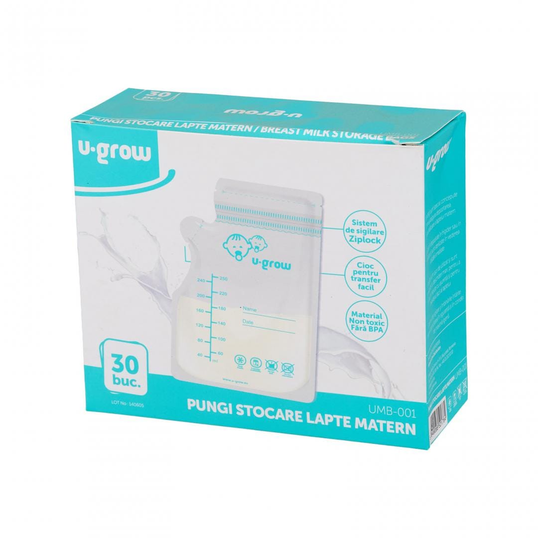U-Grow Alimentație bebe Pungi Stocare Lapte Matern U-Grow UMB-001 | 30buc, Steril