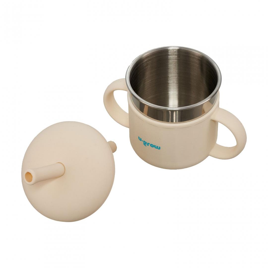 U-Grow Alimentație bebe Cana Silicon U-Grow UG-SCT01WH | 220ml, Pai, Interior Inox