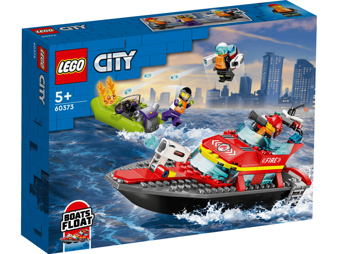 Lego Jucării Set Constructie LEGO City 60373 | Barca de Salvare Pompieri, Cadou