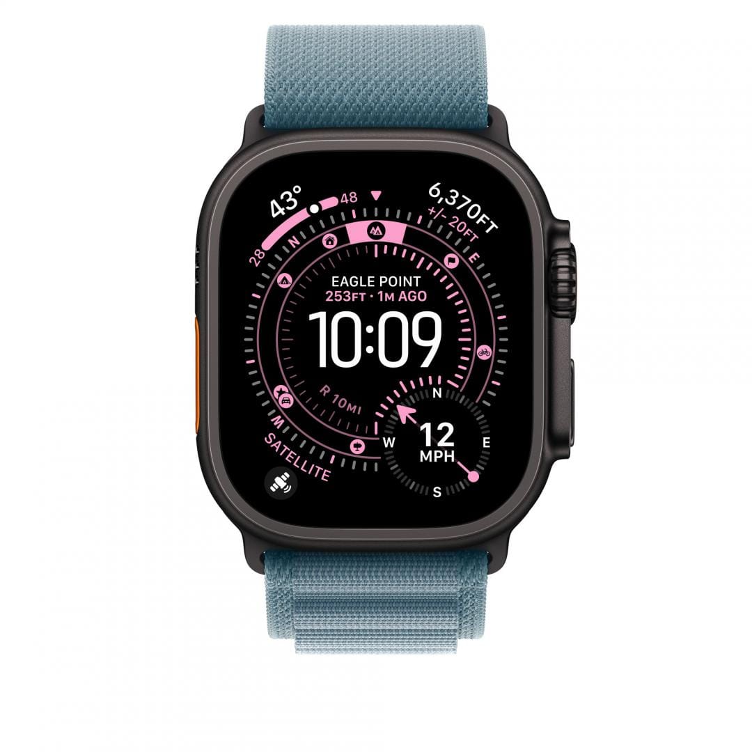 APPLE Apple Watch 49mm Light Blue Alpine Loop - Large - Black Titanium Finish