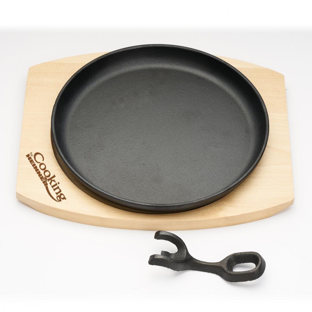 Heinner Articole bucatarie Platou Servire Heinner HR-YT-912 | 22cm, Fonta Pura, Maner Detasabil, Baza Lemn