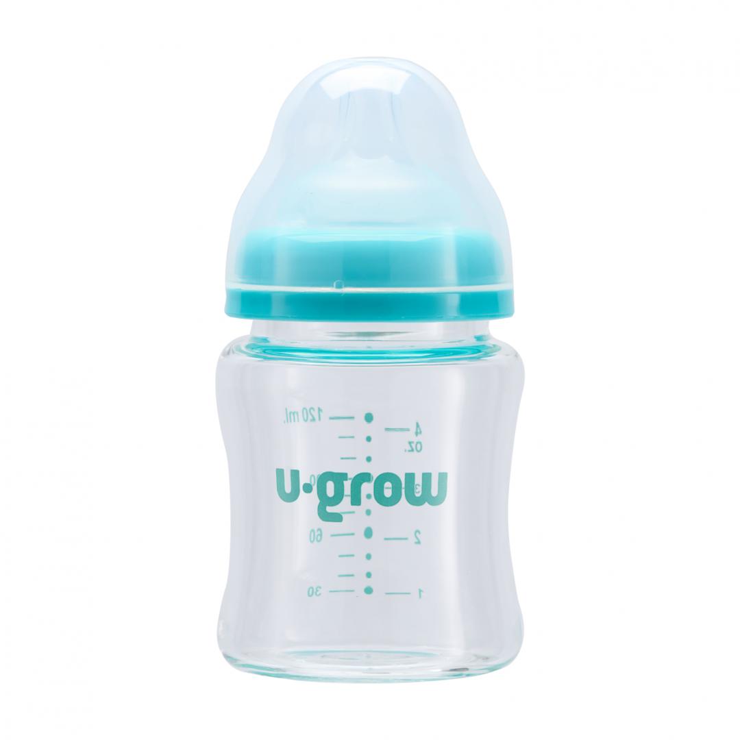 Biberon de Sticla 120 ml+2 Tetine Extra, U-grow