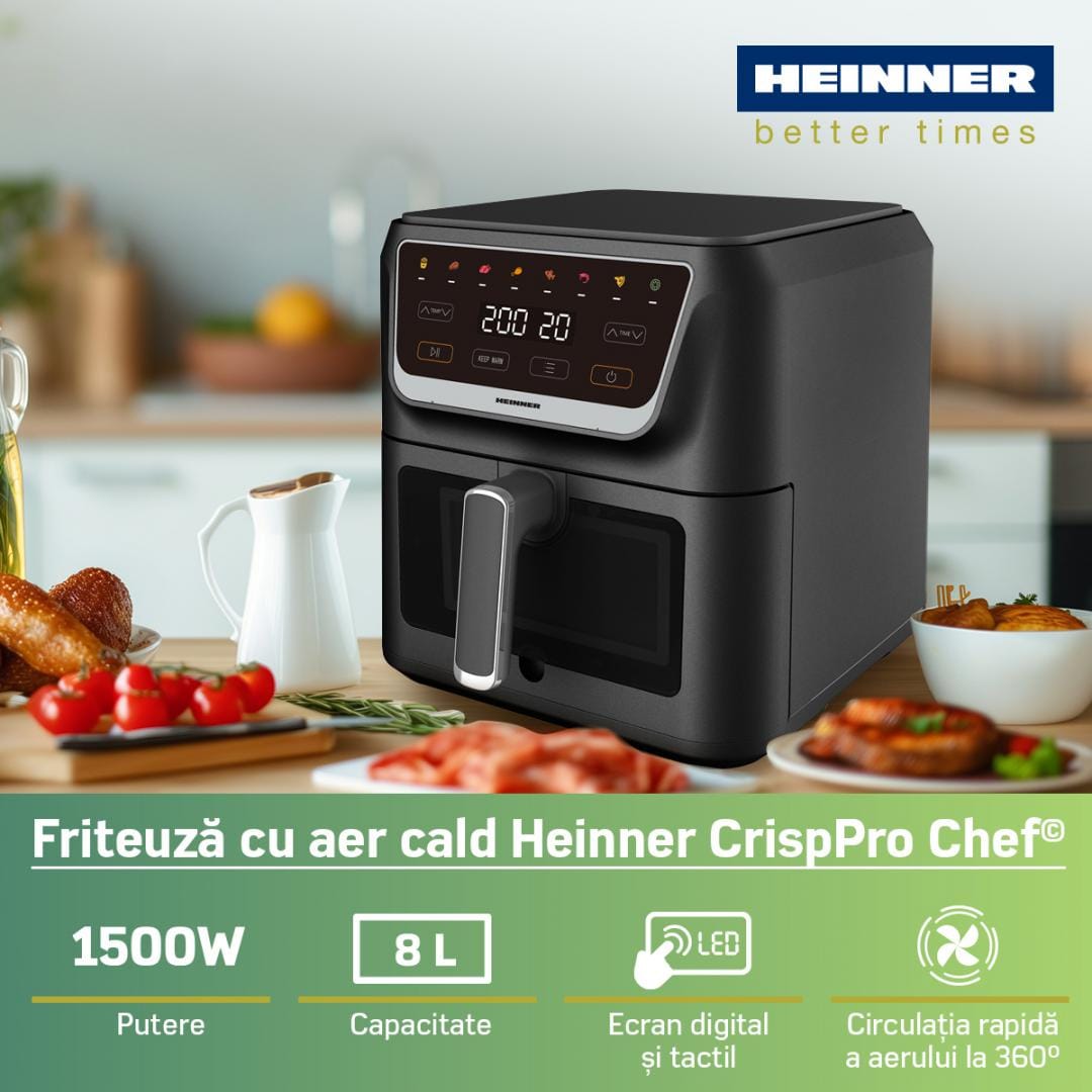 Heinner Air Fryer Air Fryer Heinner HAF-H8BK1700 | 8L, 1700W, CrispPro Chef, Negru