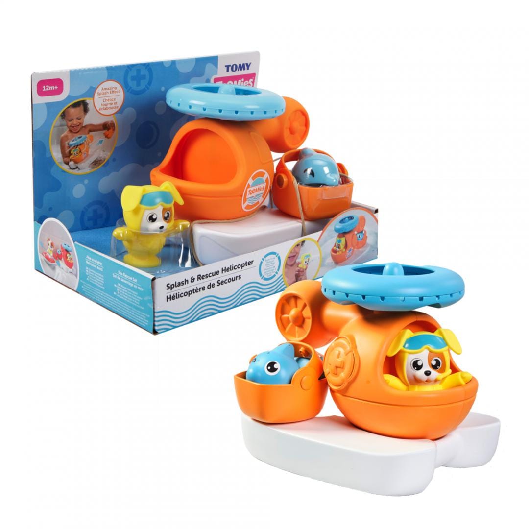 Tomy Jucării Jucarie de Baie Tomy T73305 | Elicopter Salvare, Interactiv, Plutitor