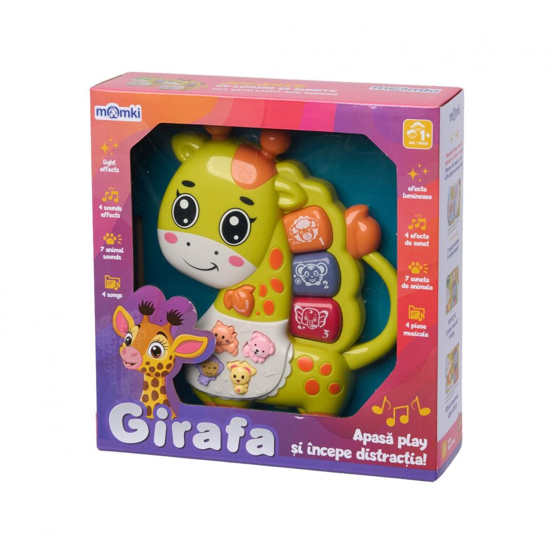 MomKi Jucării Jucarie MomKi MOMKI855-66V | Girafa cu Lumini si Sunete, Verde