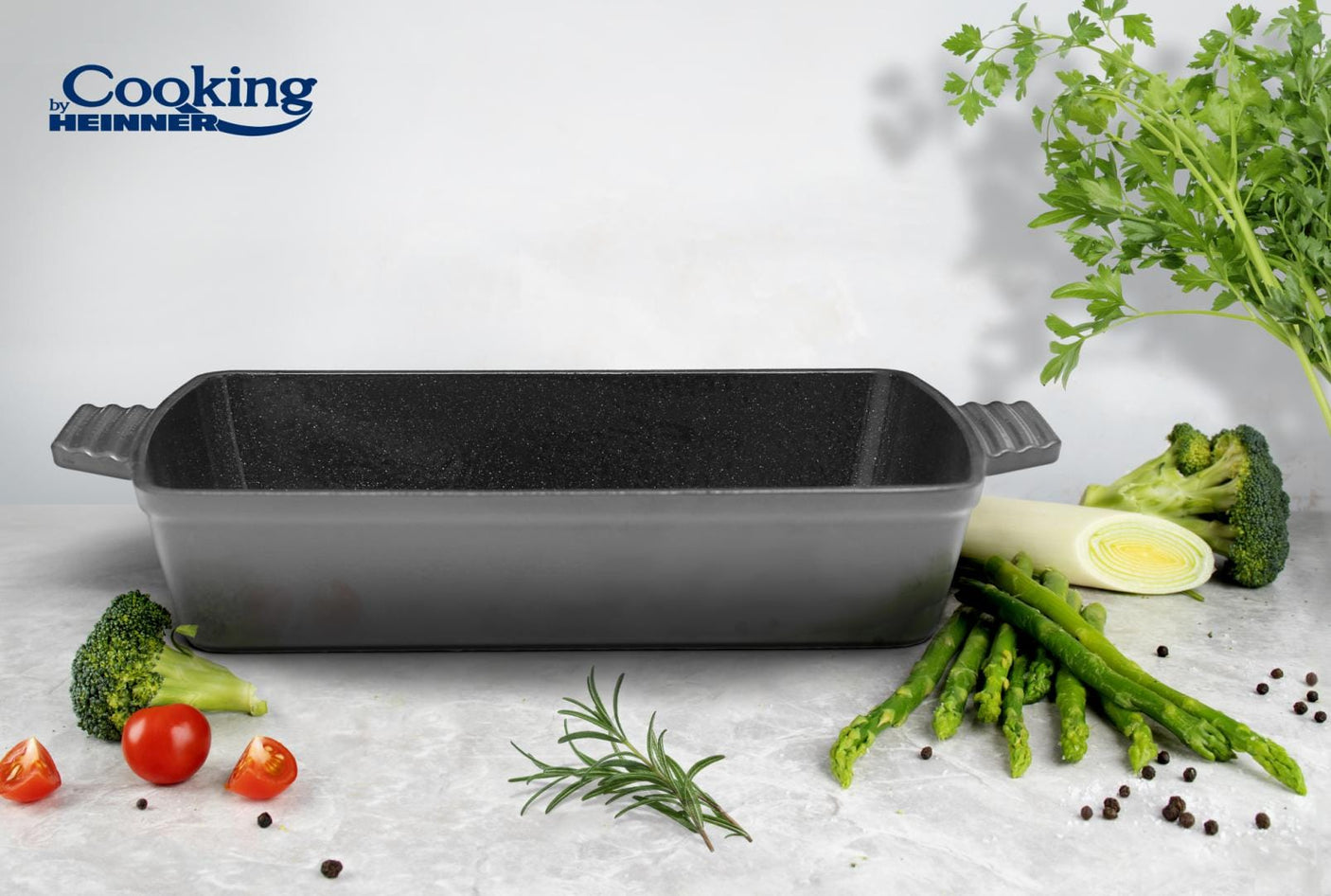 Heinner Tava Tava Fonta Emailata Heinner HR-ZVC-T33 | 33x23x7cm, Marble Grey