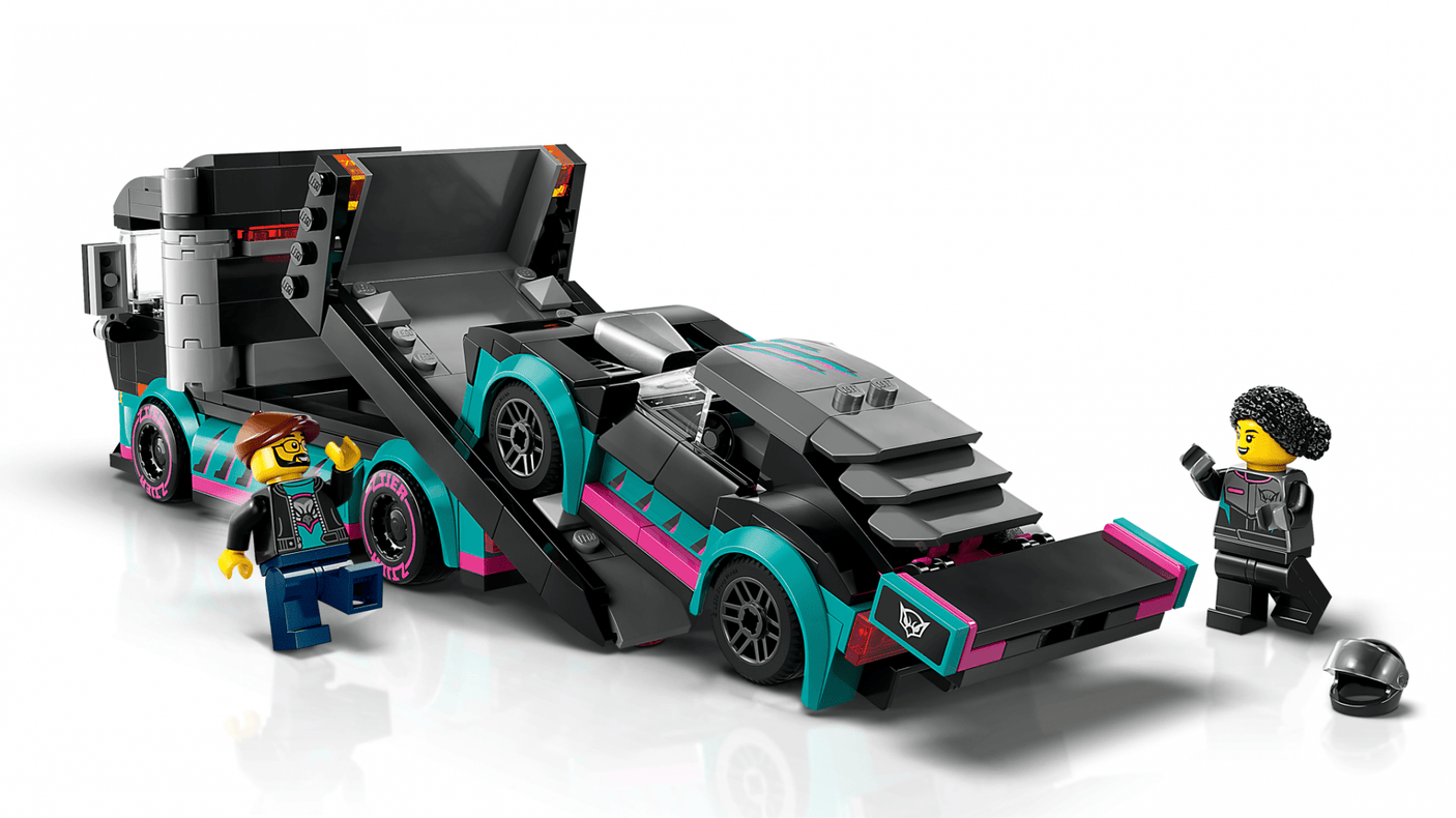 Lego Jucării Set Constructie LEGO City 60406 | Masina Curse si Camion Transport, Cadou