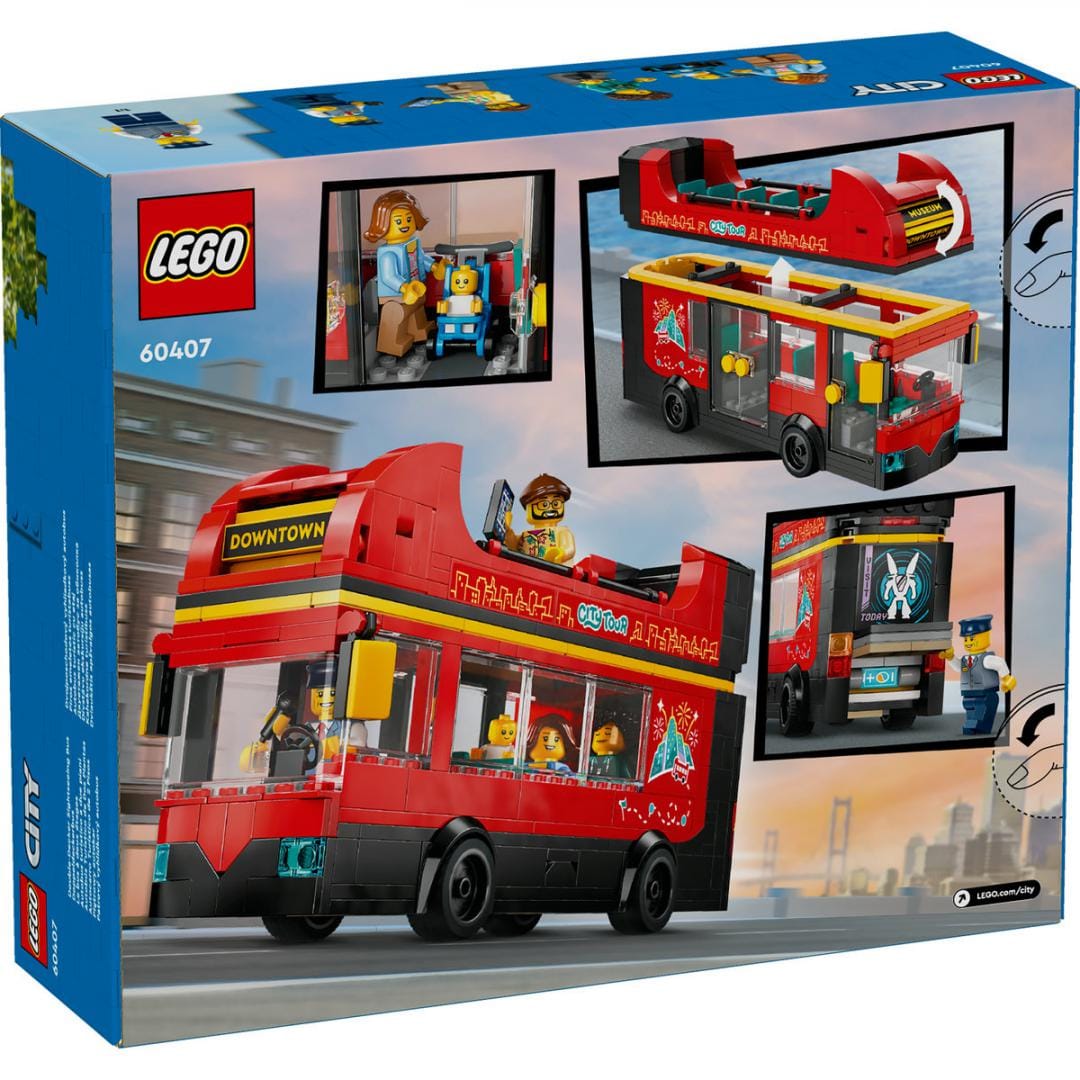 Lego Jucării Set Constructie LEGO City 60407 | Autobuz Turistic Rosu cu Etaj, Cadou