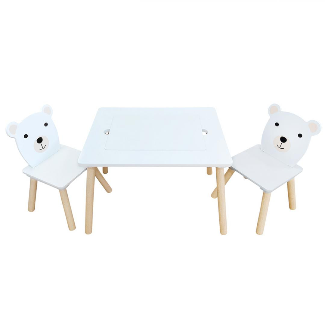 Set Masuta și 2 Scaune, cu Spatiu de Activitati, Bear, U-grow