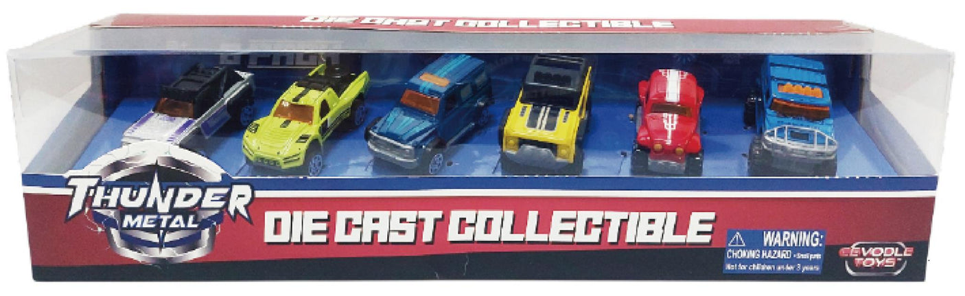 Macheta Die Cast, Set 6 Camionete 1/64, 7.5 Cm, Diverse Modele și Culori- Gri, Albastru, Rosu, Verde, Bleu, Alb, Verde Inchis, Maro, Portocaliu, Gri I