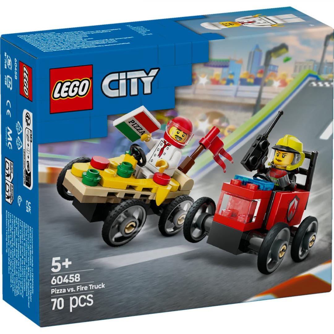 Lego Jucării Set Constructie LEGO City 60458 | Furgoneta Pizz Vs. Camion Pompieri