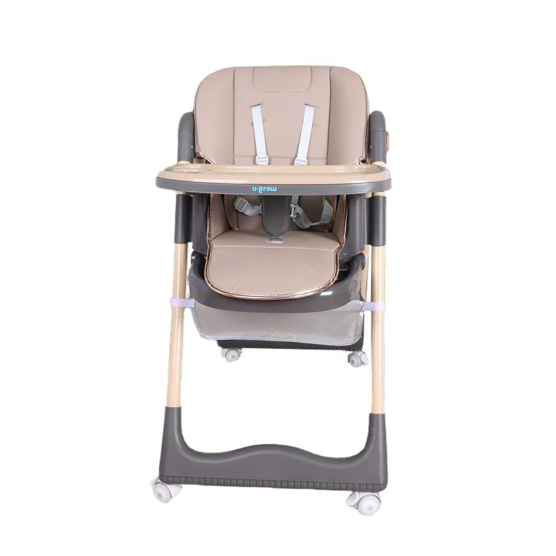 U-Grow Puericultură Scaun de Masa Copii U-Grow UG-330-BR | Inaltime Reglabila, Spatar 4 Pozitii, Pliabil, Brown