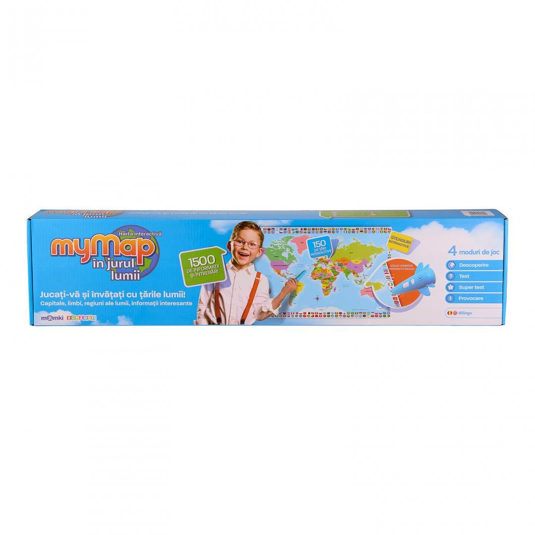MomKi Jucării Jucarie Educativa MomKi ZN0008 | Harta Lumii Bilingva Ro/En, Creion Interactiv
