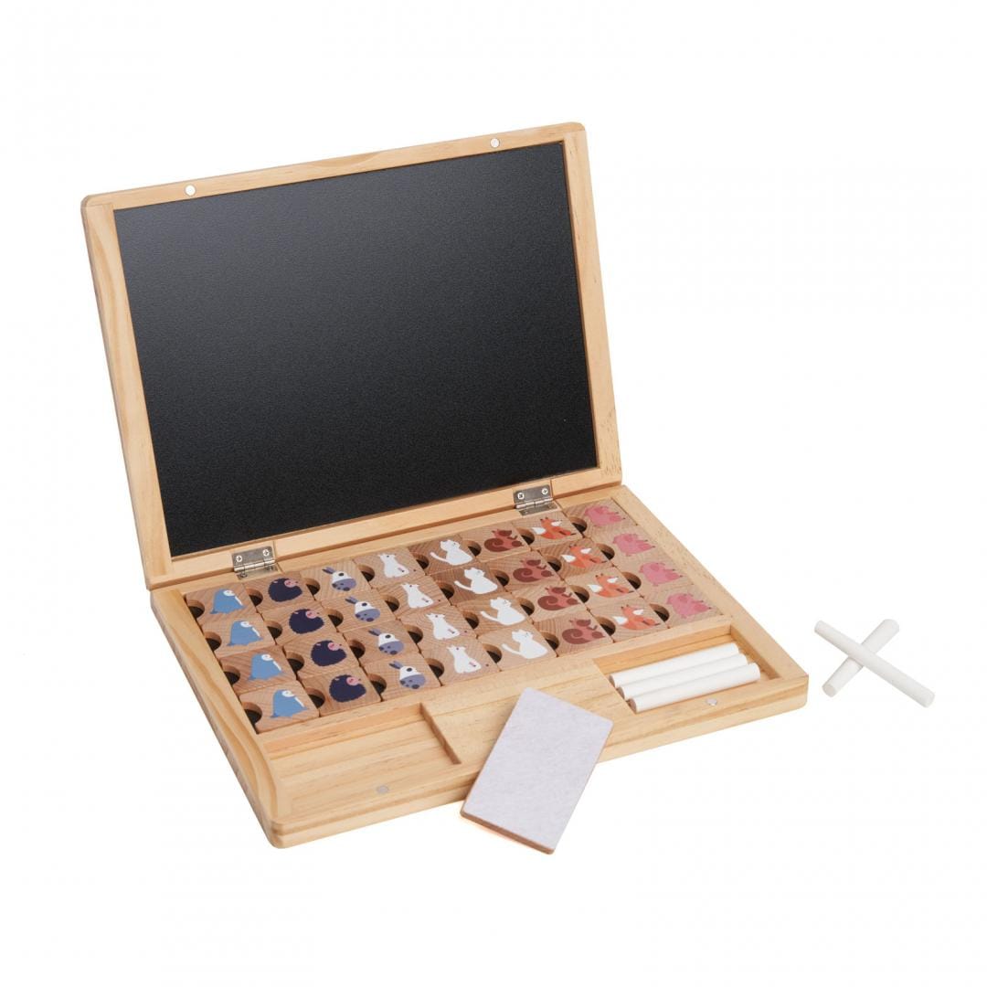 MomKi Jucării Jucarie Educativa MomKi MKT1125 | Tabla din Lemn, 39 Piese, Magnetica