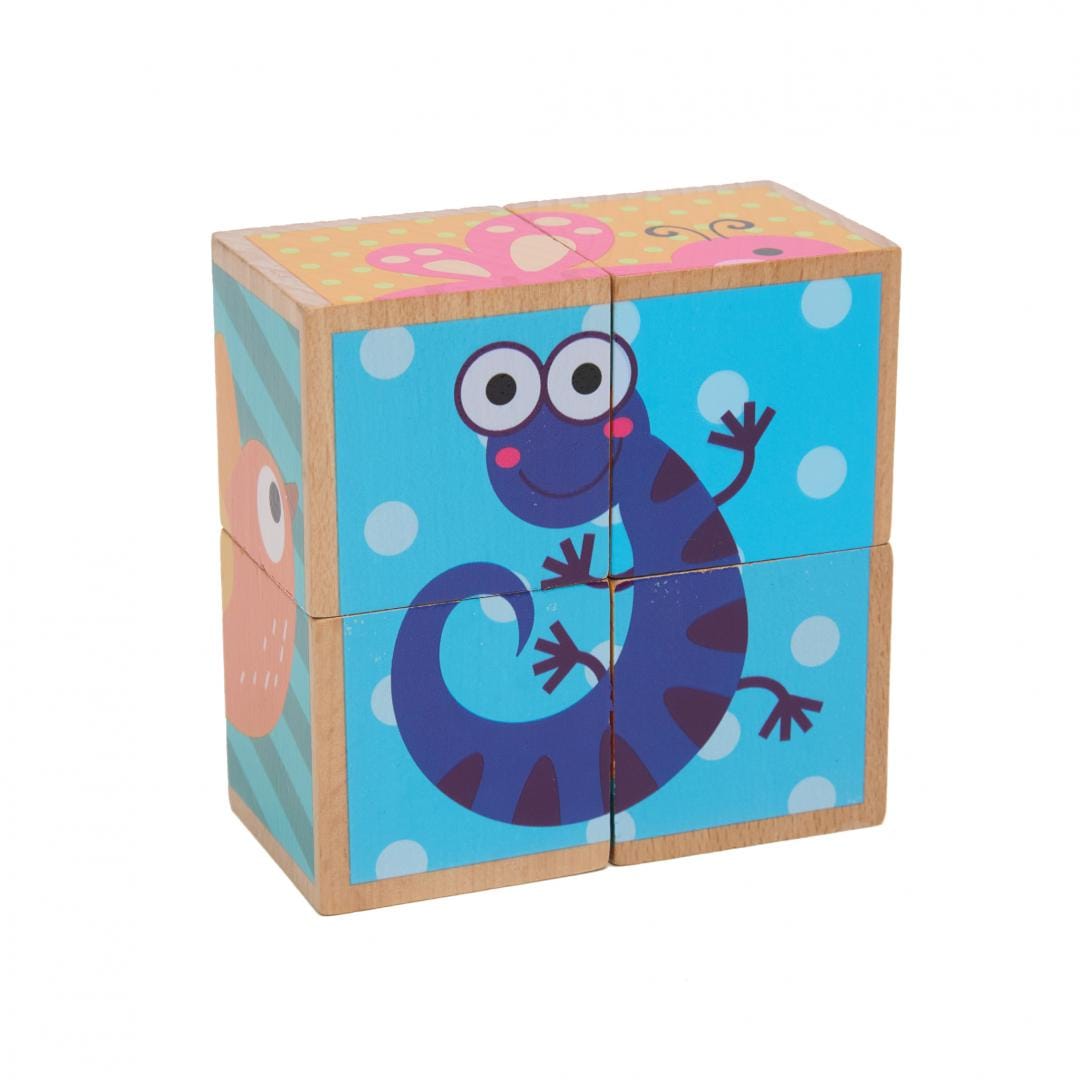 MomKi Jucării Puzzle Momki MKT1110 | Lemn, 4 Piese, Animale, Educativ