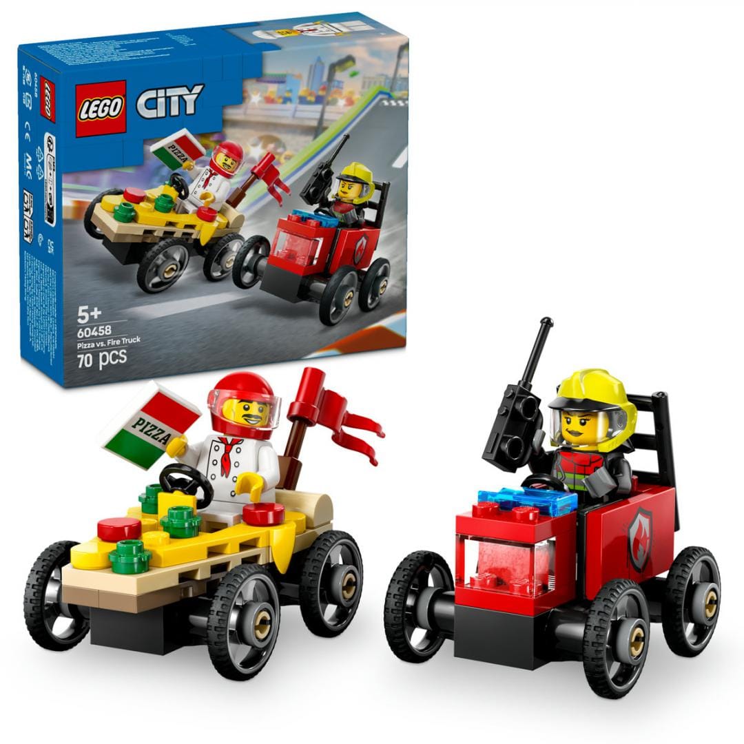 Lego Jucării Set Constructie LEGO City 60458 | Furgoneta Pizz Vs. Camion Pompieri