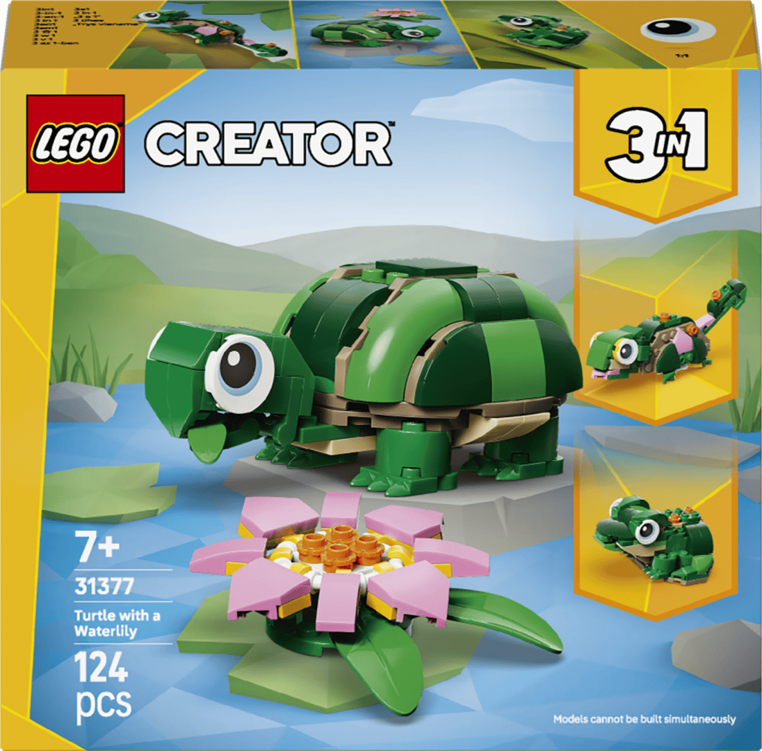 Lego Jucării Set Constructie LEGO Creator 3-in-1 31377 | Broasca-Testoasa, Floare Nufar, Cadou