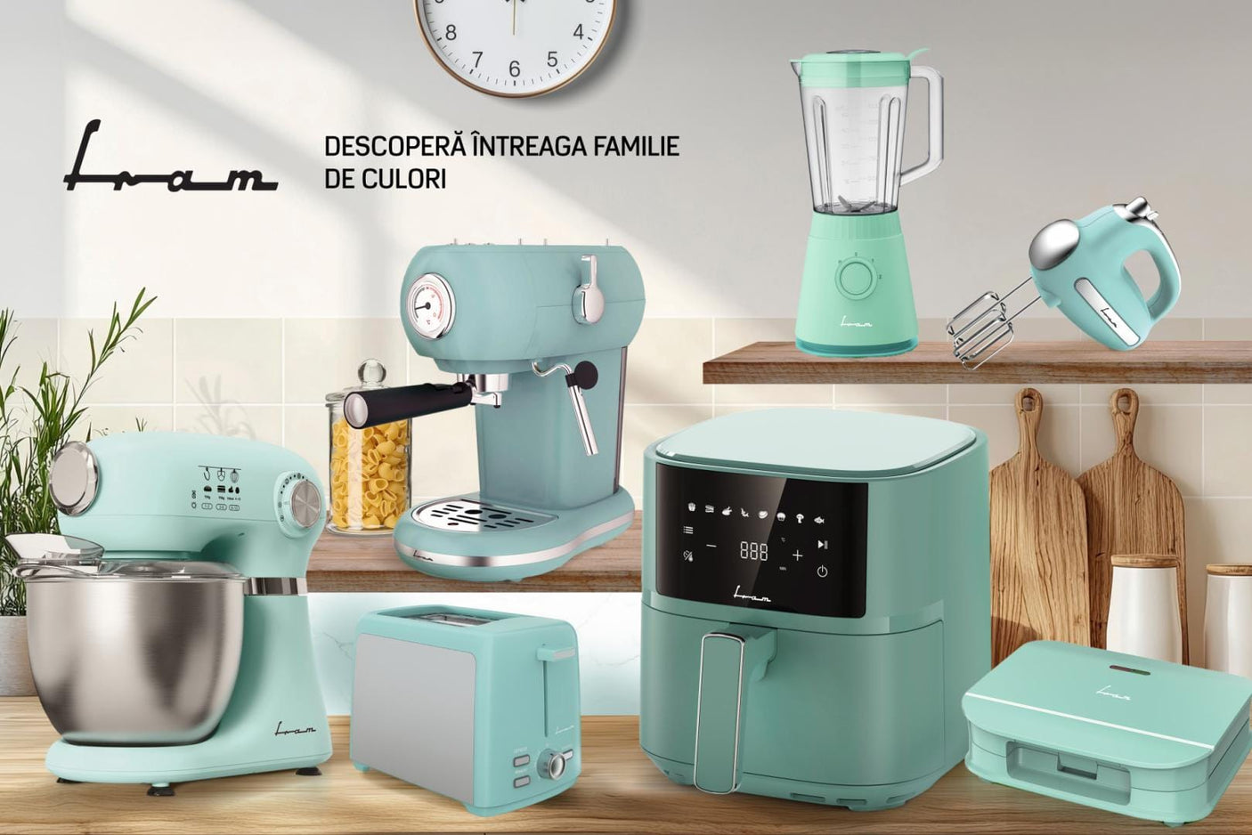 Fram Espressor manual Espressor Manual FRAM FEM-D15RGR | 1100W, 15 Bar, 1.2L, Sistem Spumare, Verde