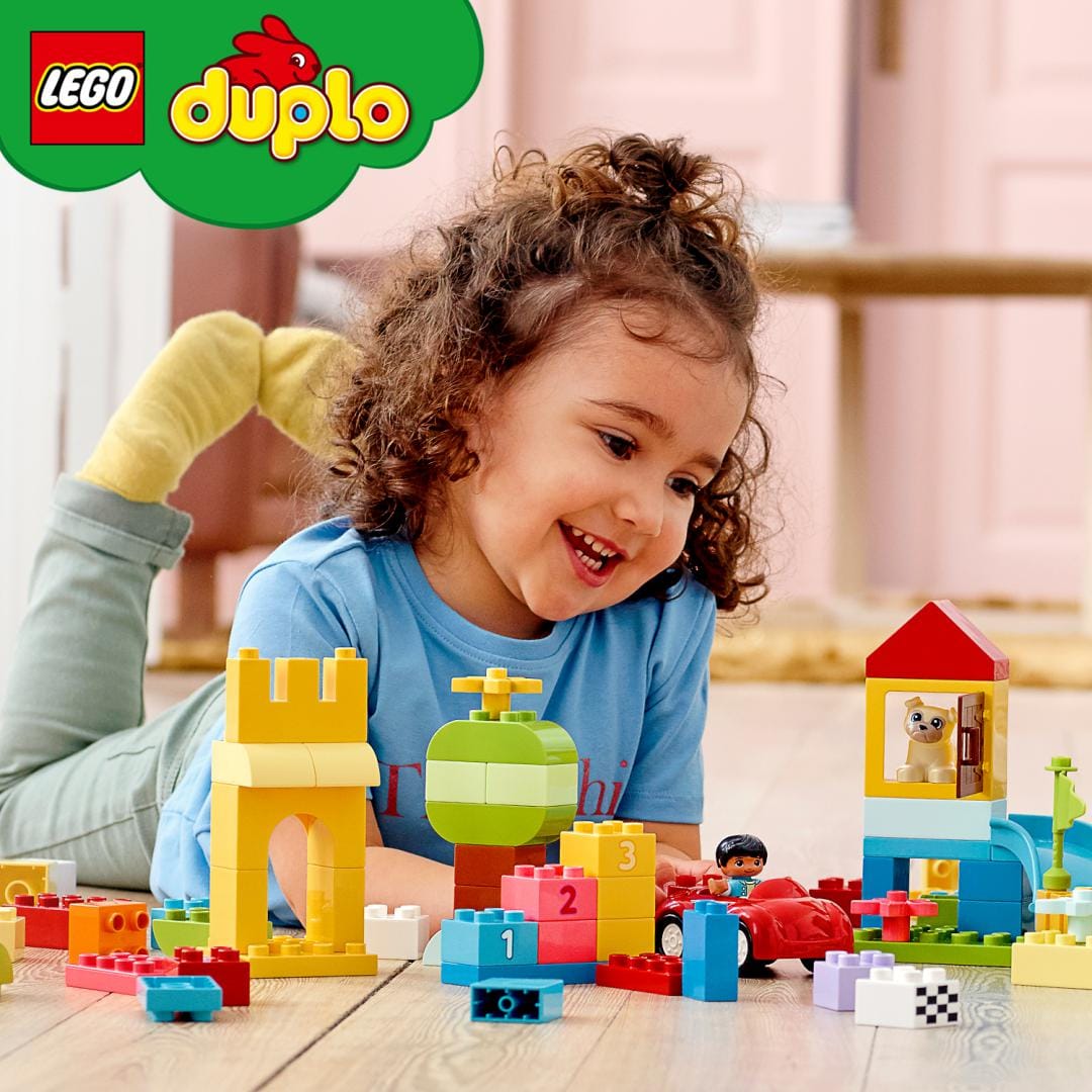 Lego Jucării Set Constructie LEGO Duplo 10914 | Cutie Deluxe Forma Caramida, 85 Piese, 1.5+