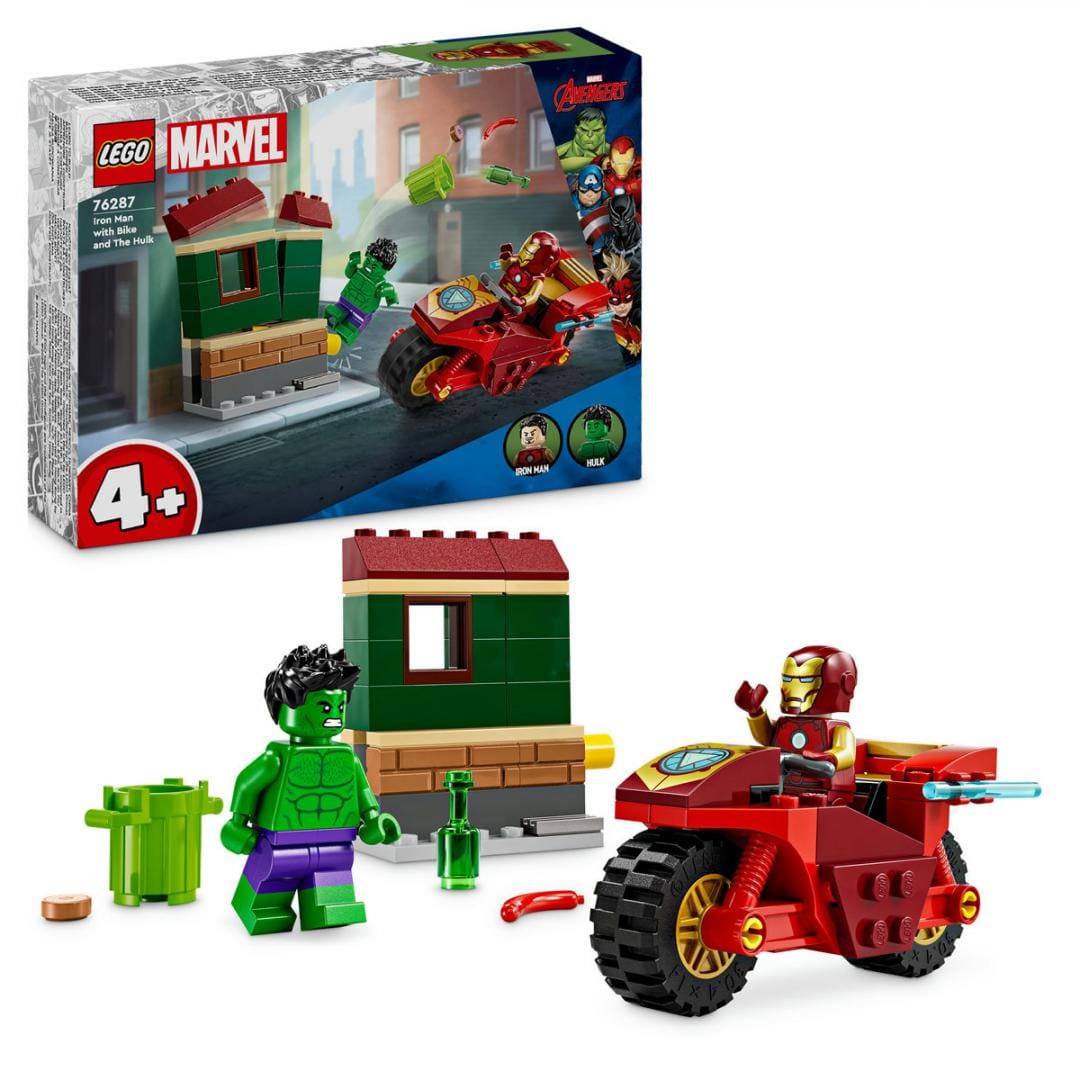 Lego Jucării Set Constructie LEGO Super Heroes 76287 | Iron Man, Motocicleta, Hulk, Marvel