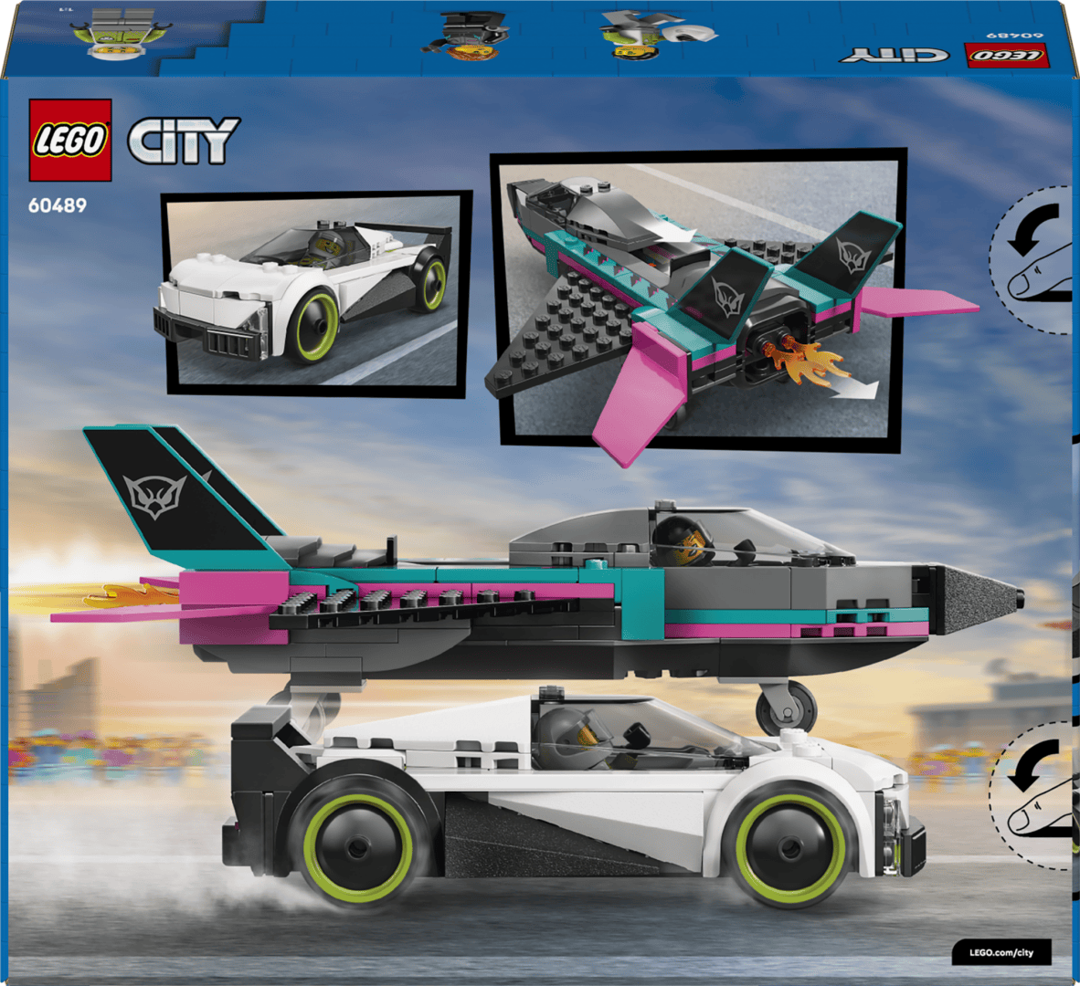 Lego Jucării Set Constructie LEGO City 60489 | Avion cu Reactie vs Masina, 8+, Cadou