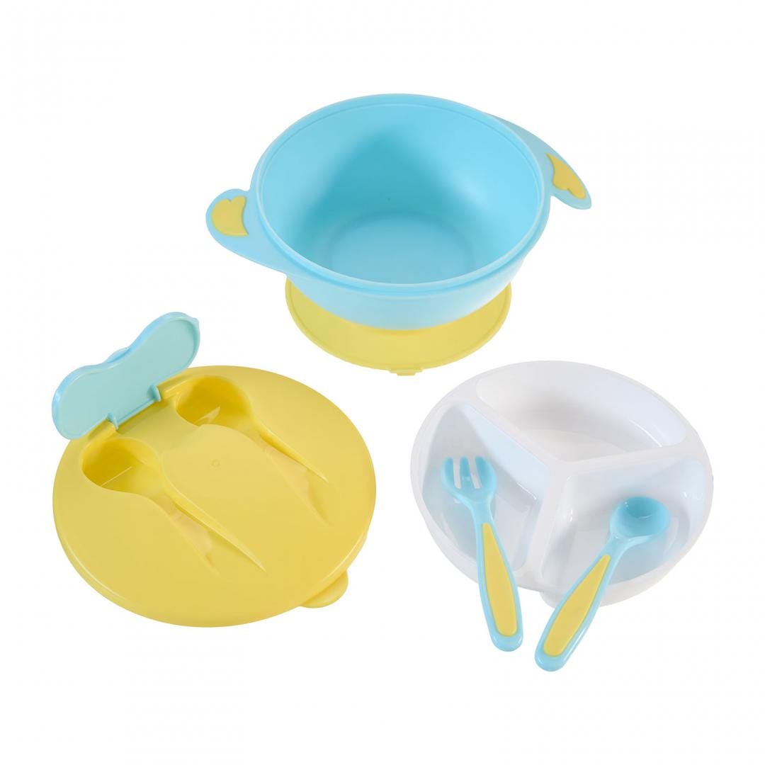 U-Grow Alimentație bebe Bol Compartimentat U-Grow A-1104BL | Ventuza Antialunecare, Capac, Lingurita, Furculita, Blue