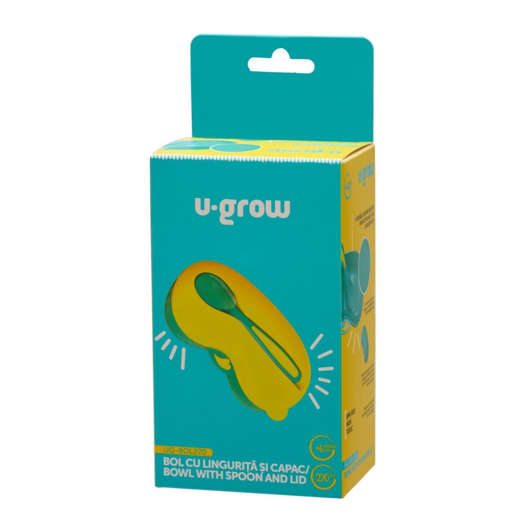 U-Grow Alimentație bebe Bol Bebe U-Grow UG-BOL270 | 270ml, Cu Capac, Cu Lingurita, Silicon