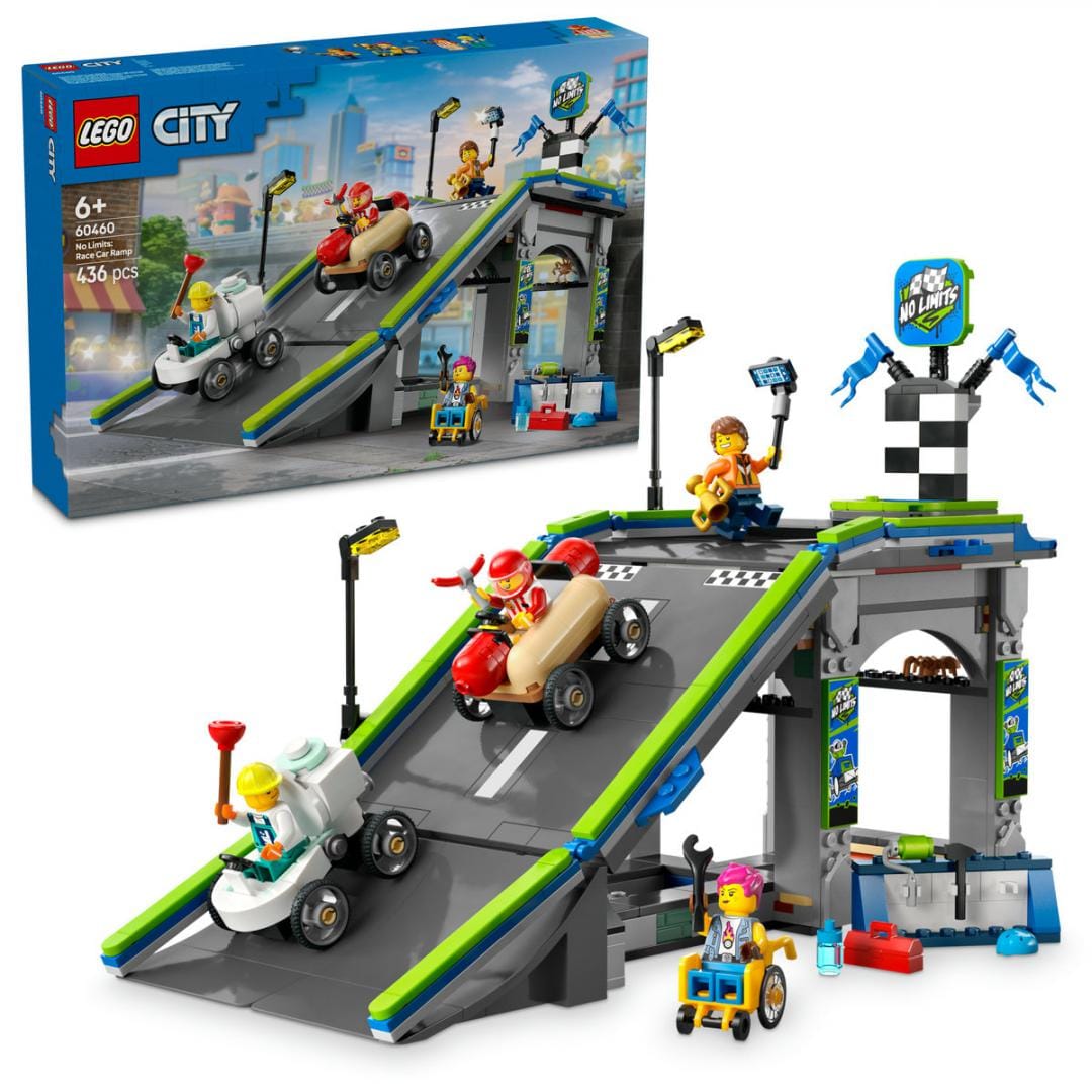 Lego Jucării Set Constructie LEGO City 60460 | Rampa pentru Curse, Fara Limite, Masini
