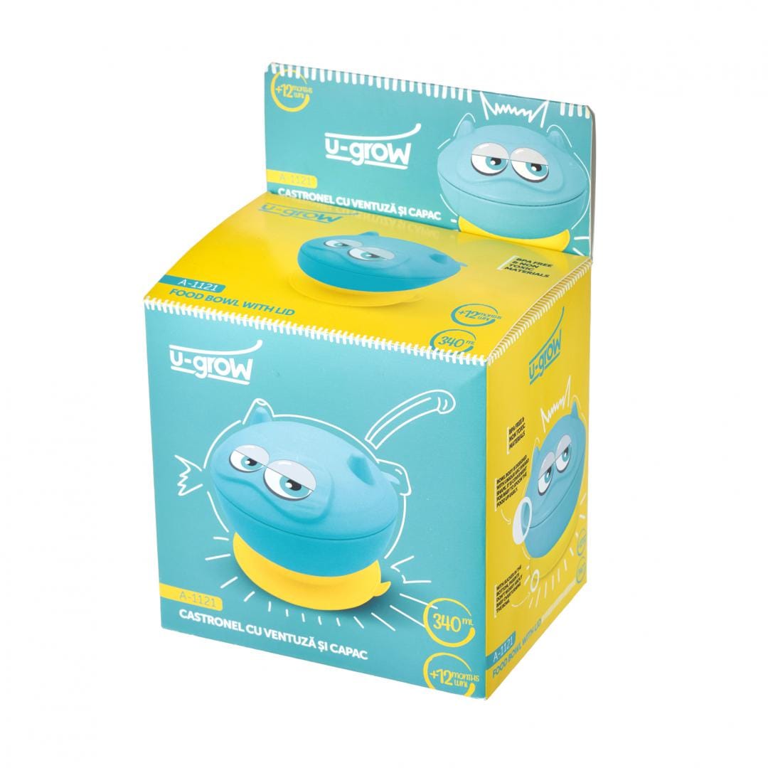 U-Grow Alimentație bebe Bol Bebe U-Grow A-1121 | 340ml, Ventuza, Capac, Silicon
