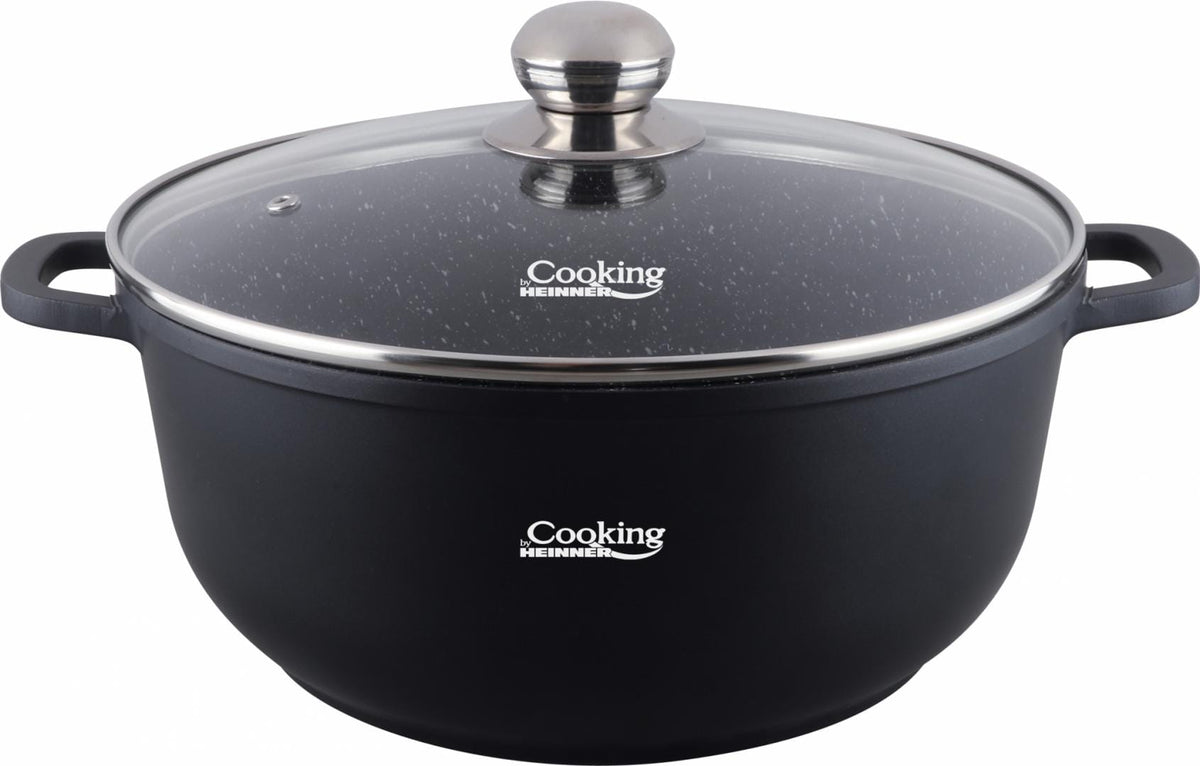 HEINNER SEMIOALA ALUMINIU TURNAT +CAPAC, 32 CM X 14.5 CM , 10 L, DARK LINE, COOKING BY HEINNER