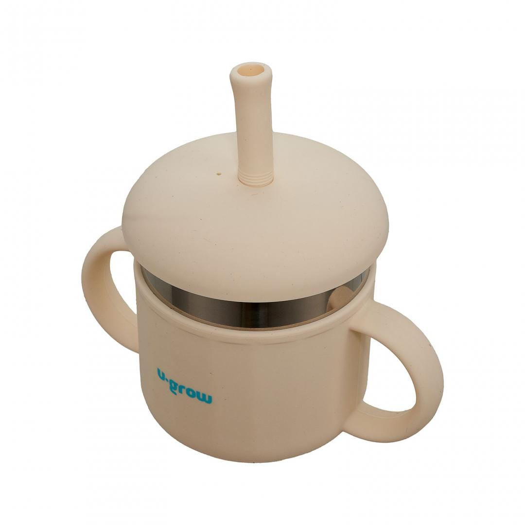 U-Grow Alimentație bebe Cana Silicon U-Grow UG-SCT01WH | 220ml, Pai, Interior Inox