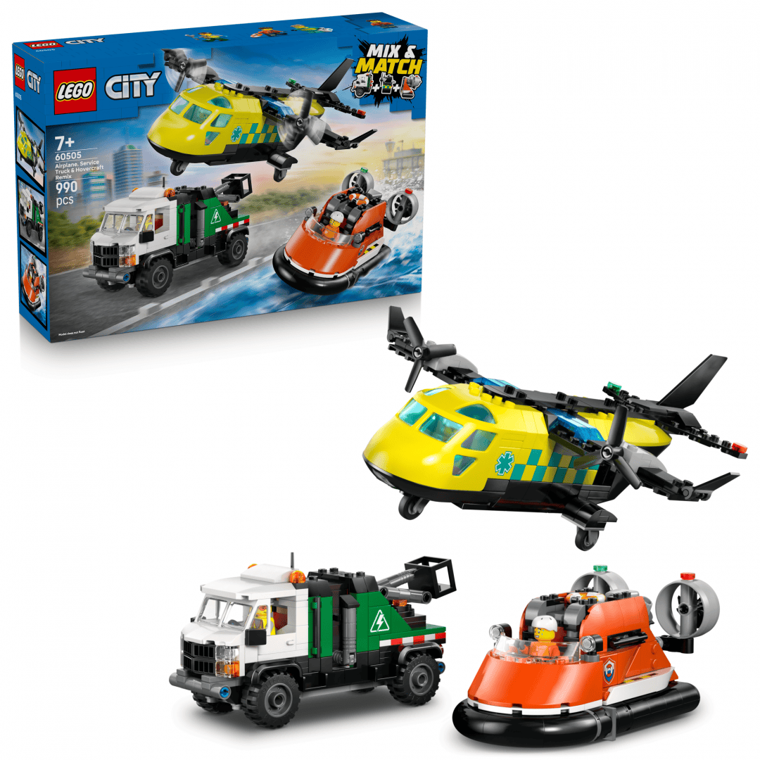 Lego Jucării Set Constructie LEGO City 60505 | Avion, Autospeciala Service, Aeroglisor
