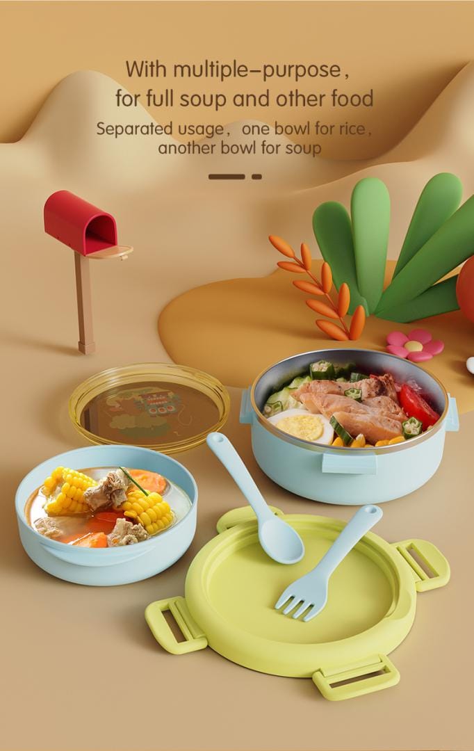 U-Grow Alimentație bebe Caserola Termica U-Grow A-1418BL | Cu Lingurita si Furculita, Blue